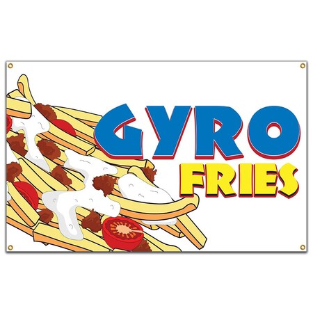 Signmission Gyro Fries Banner Concession Stand Food Truck Single Sided B-72 Gyro Fries19